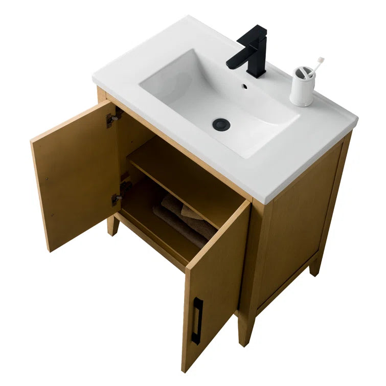 Vanity Art 30 Inch Single Sink Bathroom Vanity With Ceramic Top - CVI30