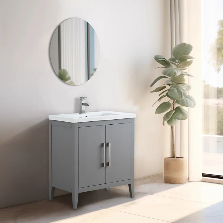 Vanity Art 30 Inch Single Sink Bathroom Vanity With Ceramic Top - CVI30