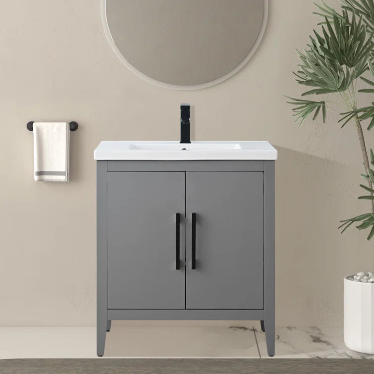 Vanity Art 30 Inch Single Sink Bathroom Vanity With Ceramic Top - CVI30