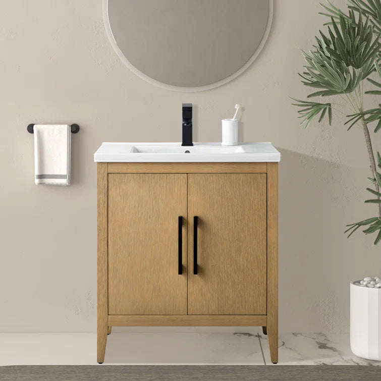 Vanity Art 30 Inch Single Sink Bathroom Vanity With Ceramic Top - CVI30