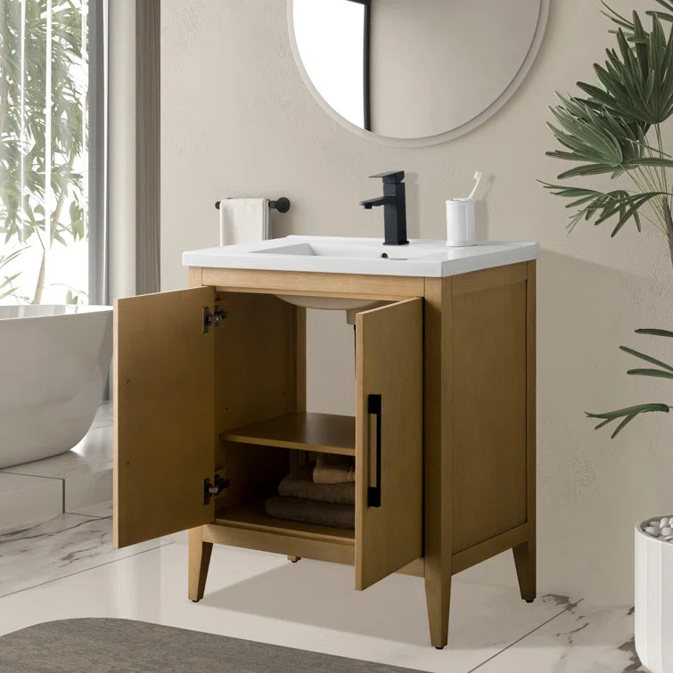 Vanity Art 30 Inch Single Sink Bathroom Vanity With Ceramic Top - CVI30
