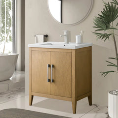 Vanity Art 30 Inch Single Sink Bathroom Vanity With Ceramic Top - CVI30