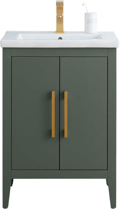 Vanity Art 24-Inch Bathroom Vanity: Single Sink, Ceramic Top, Soft-Closing Doors, Solid Wood Frame - CVI24
