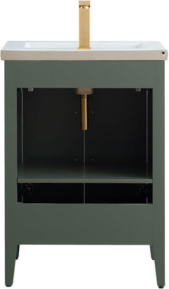 Vanity Art 24-Inch Bathroom Vanity: Single Sink, Ceramic Top, Soft-Closing Doors, Solid Wood Frame - CVI24