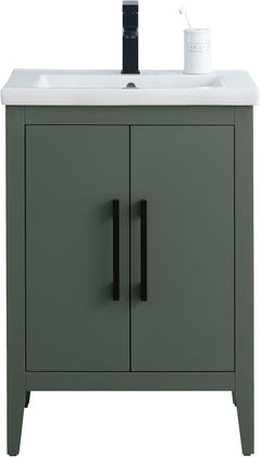 Vanity Art 24-Inch Bathroom Vanity: Single Sink, Ceramic Top, Soft-Closing Doors, Solid Wood Frame - CVI24