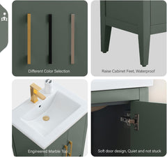 Vanity Art 24-Inch Bathroom Vanity: Single Sink, Ceramic Top, Soft-Closing Doors, Solid Wood Frame - CVI24