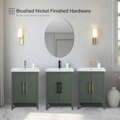 Vanity Art 24-Inch Bathroom Vanity: Single Sink, Ceramic Top, Soft-Closing Doors, Solid Wood Frame - CVI24