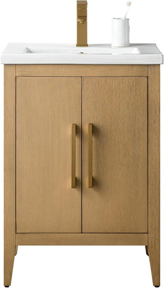 Vanity Art 24-Inch Bathroom Vanity: Single Sink, Ceramic Top, Soft-Closing Doors, Solid Wood Frame - CVI24