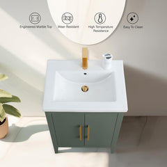Vanity Art 24-Inch Bathroom Vanity: Single Sink, Ceramic Top, Soft-Closing Doors, Solid Wood Frame - CVI24