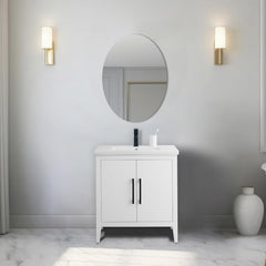 Vanity Art 24-Inch Bathroom Vanity: Single Sink, Ceramic Top, Soft-Closing Doors, Solid Wood Frame - CVI24