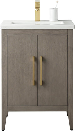 Vanity Art 24-Inch Bathroom Vanity: Single Sink, Ceramic Top, Soft-Closing Doors, Solid Wood Frame - CVI24