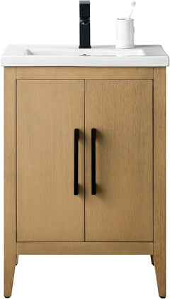 Vanity Art 24-Inch Bathroom Vanity: Single Sink, Ceramic Top, Soft-Closing Doors, Solid Wood Frame - CVI24