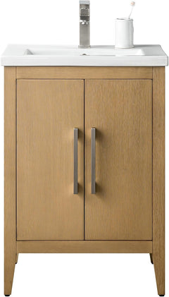 Vanity Art 24-Inch Bathroom Vanity: Single Sink, Ceramic Top, Soft-Closing Doors, Solid Wood Frame - CVI24