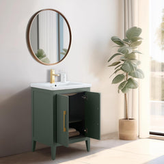 Vanity Art 24-Inch Bathroom Vanity: Single Sink, Ceramic Top, Soft-Closing Doors, Solid Wood Frame - CVI24