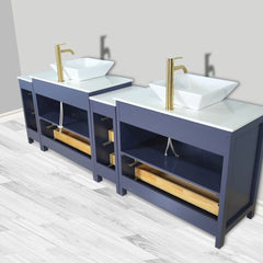 Vanity Art 96" Double Sink Vanity – White Ceramic Vanity Top with Double Basin Top in White Ceramic - CVC36-96