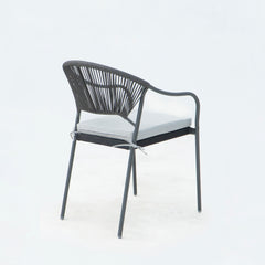 Deko Living 6 Place Seating Black Outdoor Patio Dining Chairs and Table Set - COP30803