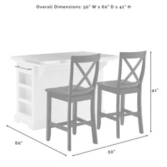 Crosley Julia Wood Top Island W/x-back Stools - KF30067WH