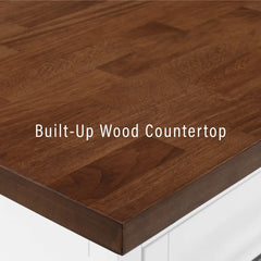 Crosley Bartlett Wood Top Kitchen Island W/uph Square Stools - KF30093WH-BK