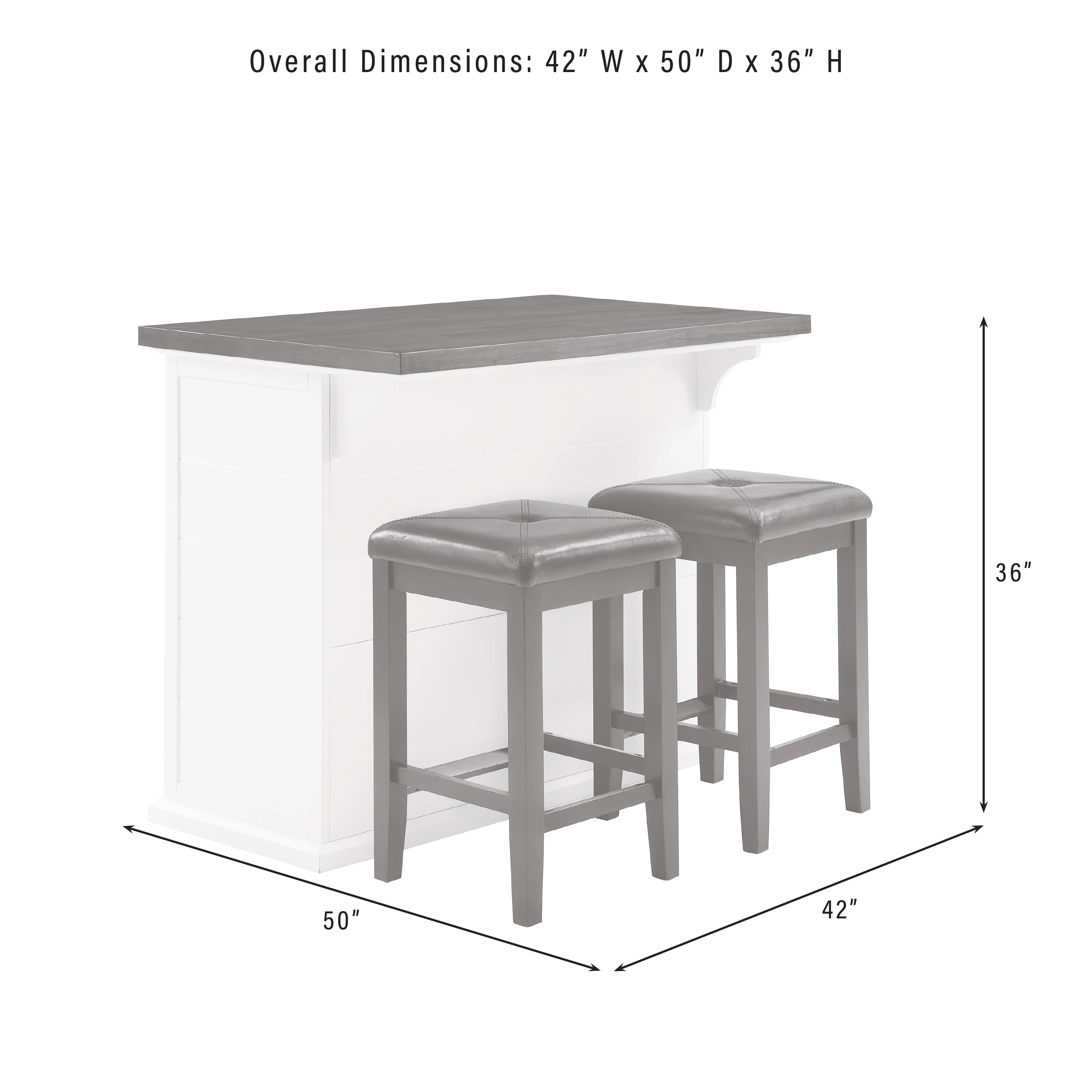 Crosley Bartlett Wood Top Kitchen Island W/uph Square Stools - KF30093WH-BK