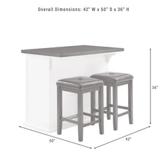 Crosley Bartlett Wood Top Kitchen Island W/uph Square Stools - KF30093WH-BK