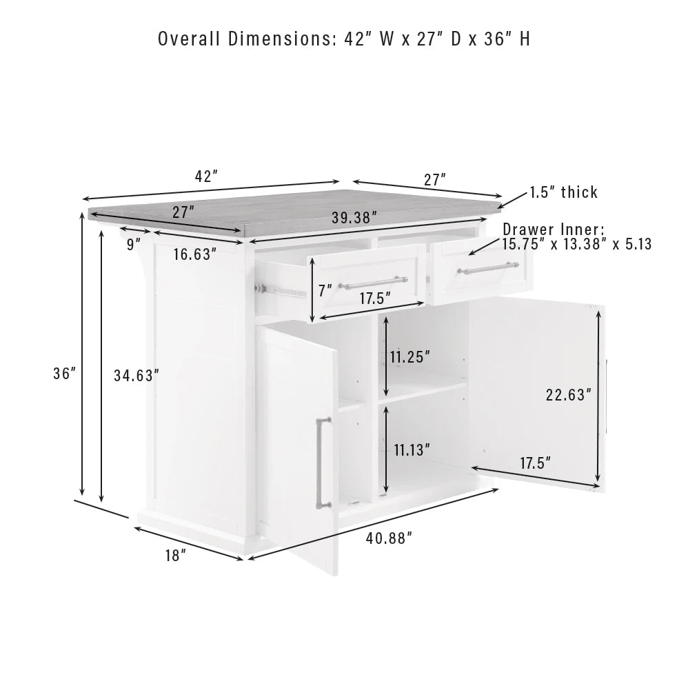 Crosley Bartlett Wood Top Kitchen Island W/uph Square Stools - KF30093WH-BK