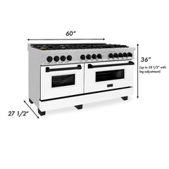 ZLINE Autograph Edition 60 in. 7.4 cu. ft. Legacy Dual Fuel Range with 9 Burner Gas Cooktop and 2 Electric Convection Ovens in DuraSnow® Stainless Steel with White Matte Doors - RASZ-WM-60