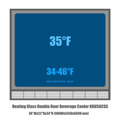 KingsBottle 36" Outdoor Beverage Refrigerator 2 Door For Home - KBU56ASD