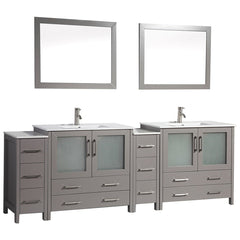 Vanity Art 96-Inch Double Sink Bathroom Vanity Set with Ceramic Top and Soft Closing Doors and Drawers - CVB36-96