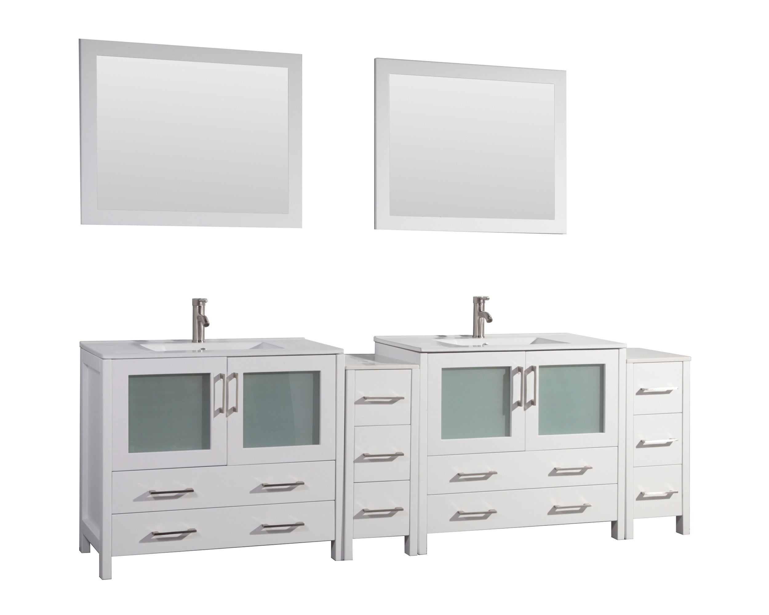 Vanity Art 96-Inch Double Sink Bathroom Vanity Set with Ceramic Top and Soft Closing Doors and Drawers - CVB36-96
