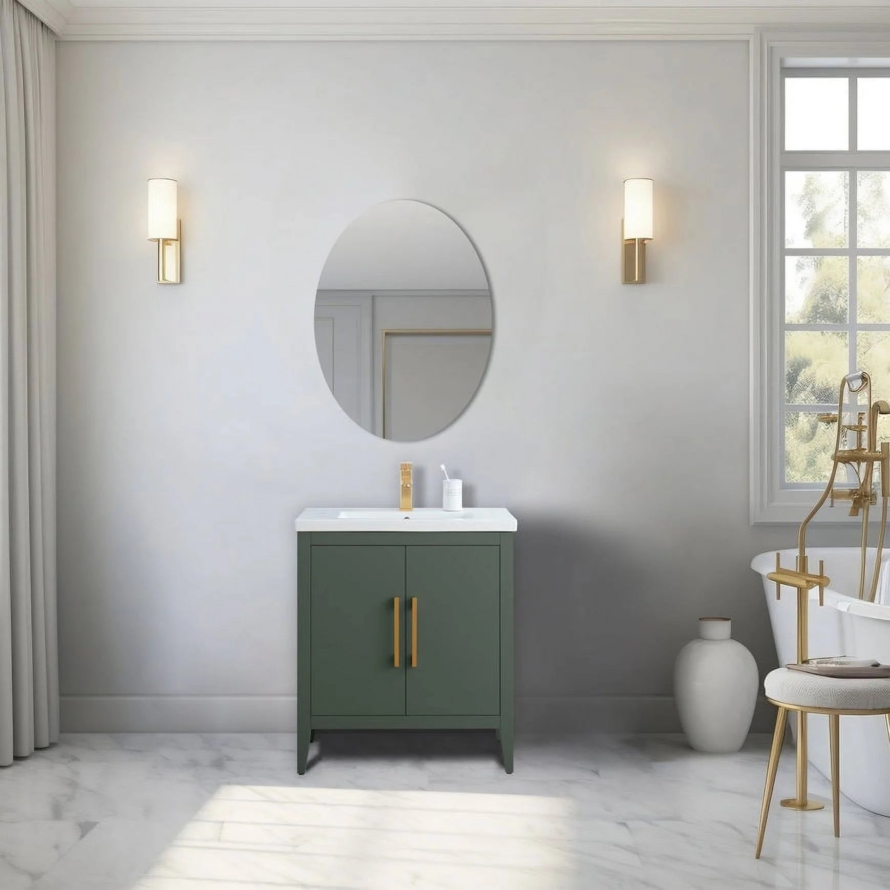 Vanity Art 30 Inch Single Sink Bathroom Vanity With Ceramic Top - CVI30