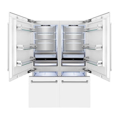 ZLINE 60-Inch 32.2 cu. ft. Built-In 4-Door French Door Refrigerator with Internal Water and Ice Dispenser in White Matte (RBIV-WM-60)