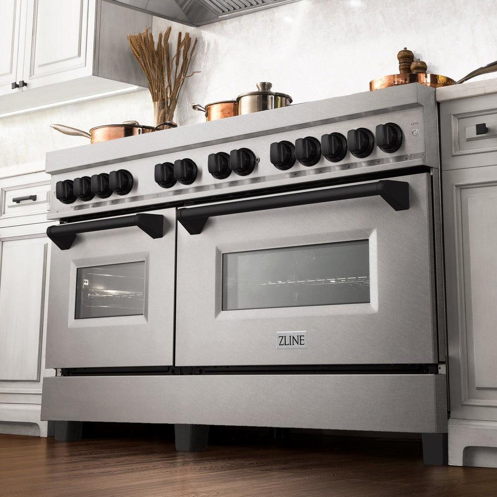 ZLINE Autograph Edition 60 in. 7.4 cu. ft. Legacy Dual Fuel Range with 9 Burner Gas Cooktop and 2 Electric Convection Ovens in DuraSnow® Stainless Steel - RASZ-SN-60