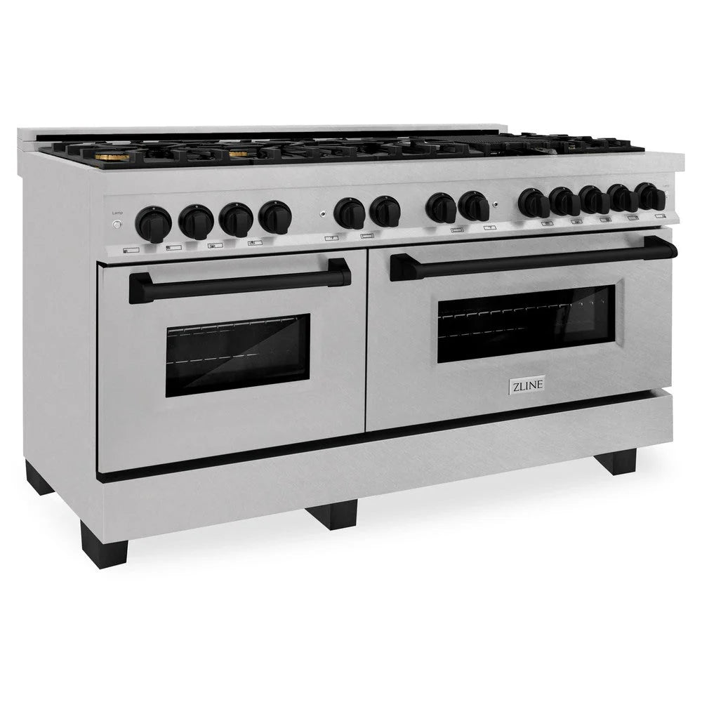 ZLINE Autograph Edition 60 in. 7.4 cu. ft. Legacy Dual Fuel Range with 9 Burner Gas Cooktop and 2 Electric Convection Ovens in DuraSnow® Stainless Steel - RASZ-SN-60