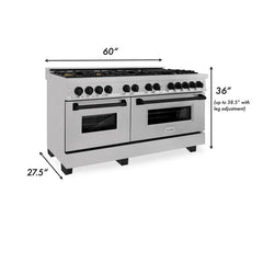 ZLINE Autograph Edition 60 in. 7.4 cu. ft. Legacy Dual Fuel Range with 9 Burner Gas Cooktop and 2 Electric Convection Ovens in DuraSnow® Stainless Steel - RASZ-SN-60