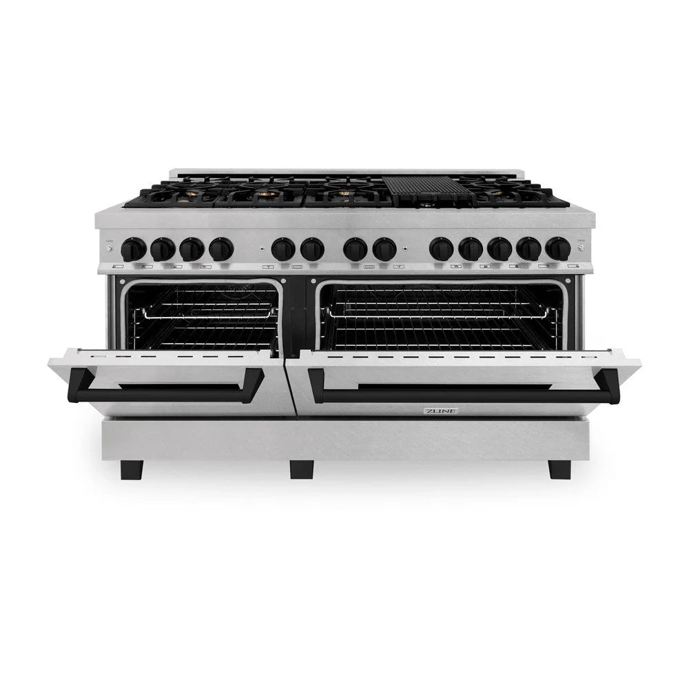 ZLINE Autograph Edition 60 in. 7.4 cu. ft. Legacy Dual Fuel Range with 9 Burner Gas Cooktop and 2 Electric Convection Ovens in DuraSnow® Stainless Steel - RASZ-SN-60
