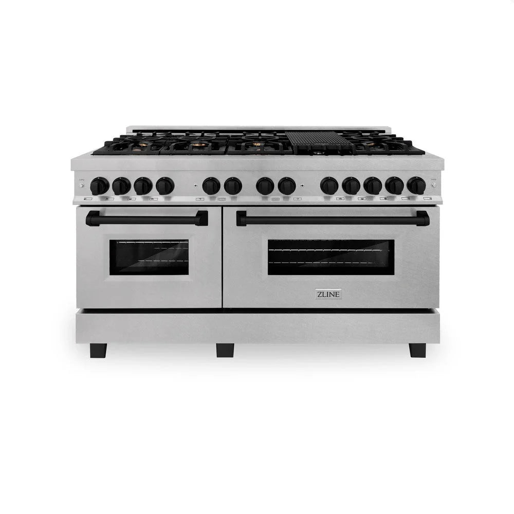 ZLINE Autograph Edition 60 in. 7.4 cu. ft. Legacy Dual Fuel Range with 9 Burner Gas Cooktop and 2 Electric Convection Ovens in DuraSnow® Stainless Steel - RASZ-SN-60