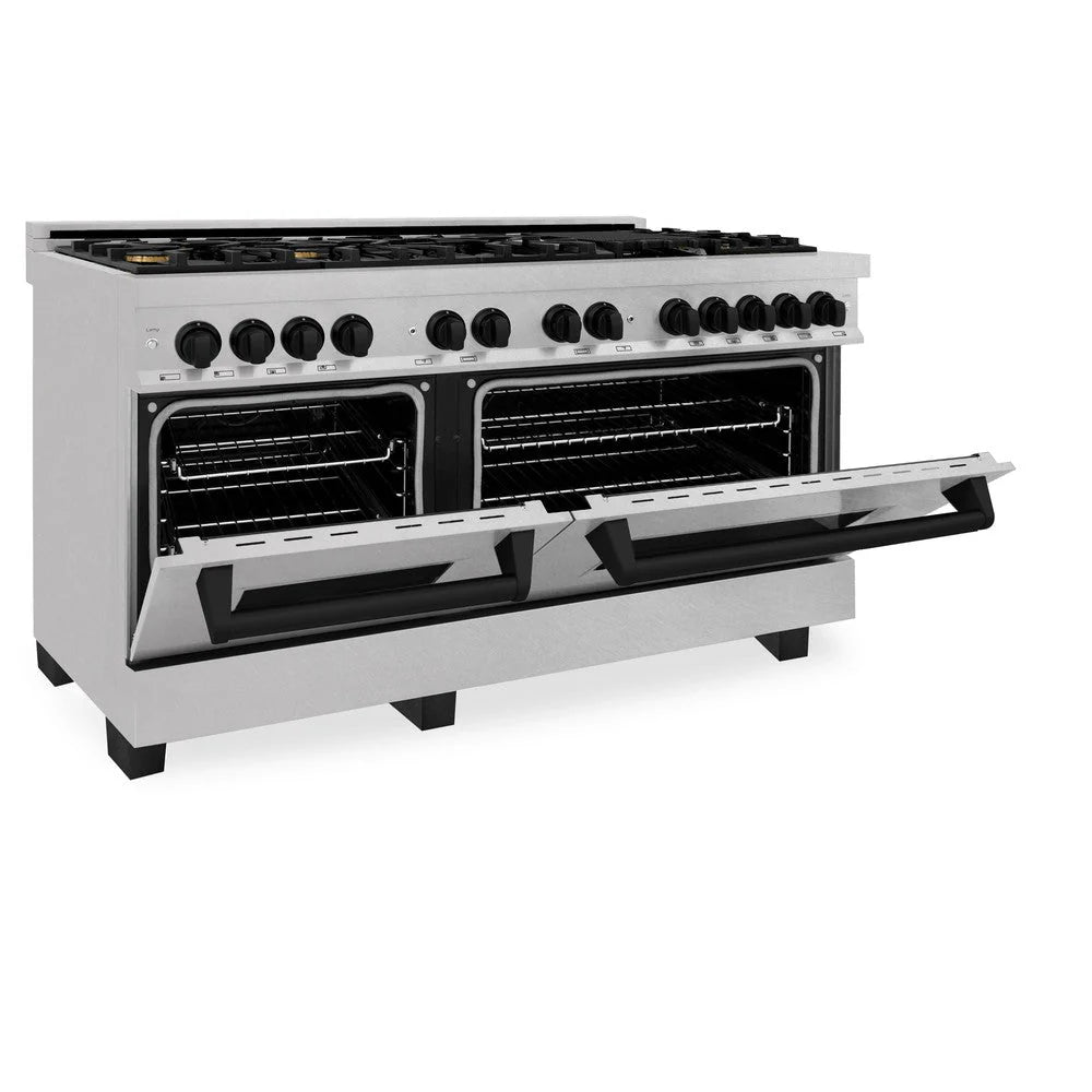 ZLINE Autograph Edition 60 in. 7.4 cu. ft. Legacy Dual Fuel Range with 9 Burner Gas Cooktop and 2 Electric Convection Ovens in DuraSnow® Stainless Steel - RASZ-SN-60