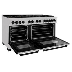 ZLINE Autograph Edition 60 in. 7.4 cu. ft. Legacy Dual Fuel Range with 9 Burner Gas Cooktop and 2 Electric Convection Ovens in DuraSnow® Stainless Steel - RASZ-SN-60