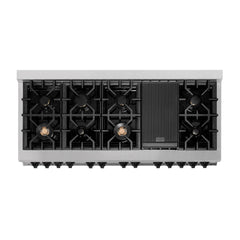 ZLINE Autograph Edition 60 in. 7.4 cu. ft. Legacy Dual Fuel Range with 9 Burner Gas Cooktop and 2 Electric Convection Ovens in DuraSnow® Stainless Steel - RASZ-SN-60
