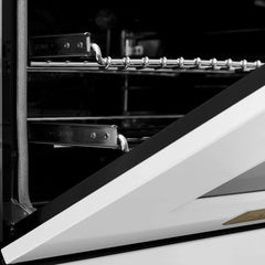 ZLINE Autograph Edition 60 in. 7.4 cu. ft. Legacy Dual Fuel Range with 9 Burner Gas Cooktop and 2 Electric Convection Ovens in DuraSnow® Stainless Steel with White Matte Doors - RASZ-WM-60