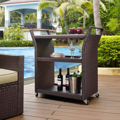 Crosley Palm Harbor Outdoor Wicker Bar Cart Brown - CO7213-BR