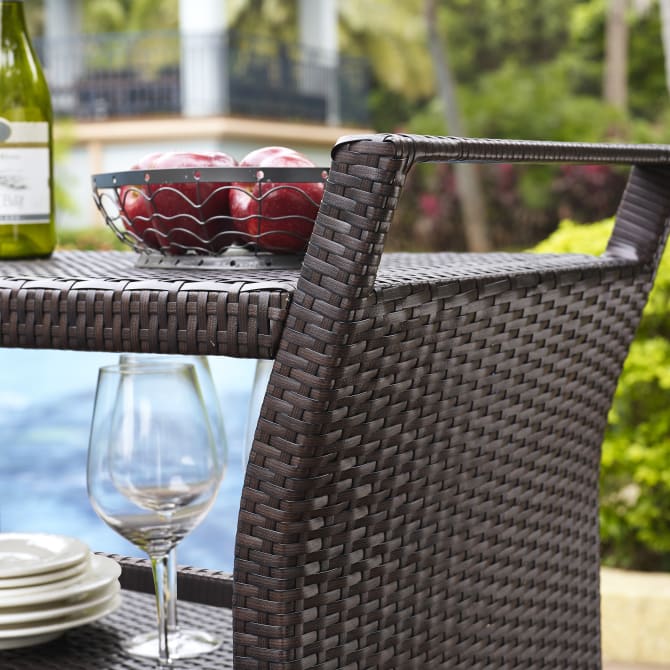 Crosley Palm Harbor Outdoor Wicker Bar Cart Brown - CO7213-BR