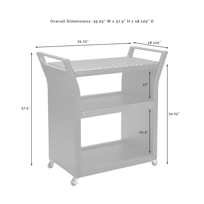 Crosley Palm Harbor Outdoor Wicker Bar Cart Brown - CO7213-BR