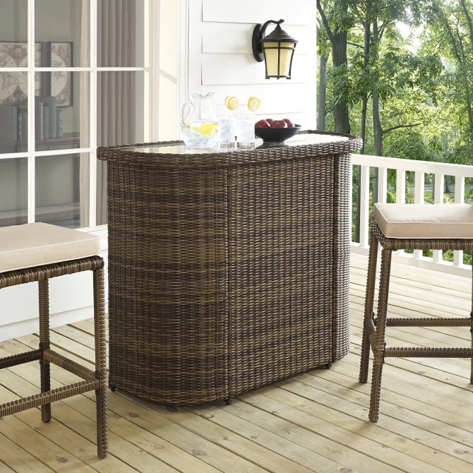 Crosley Bradenton Outdoor Wicker Bar Weathered Brown - CO7221-WB