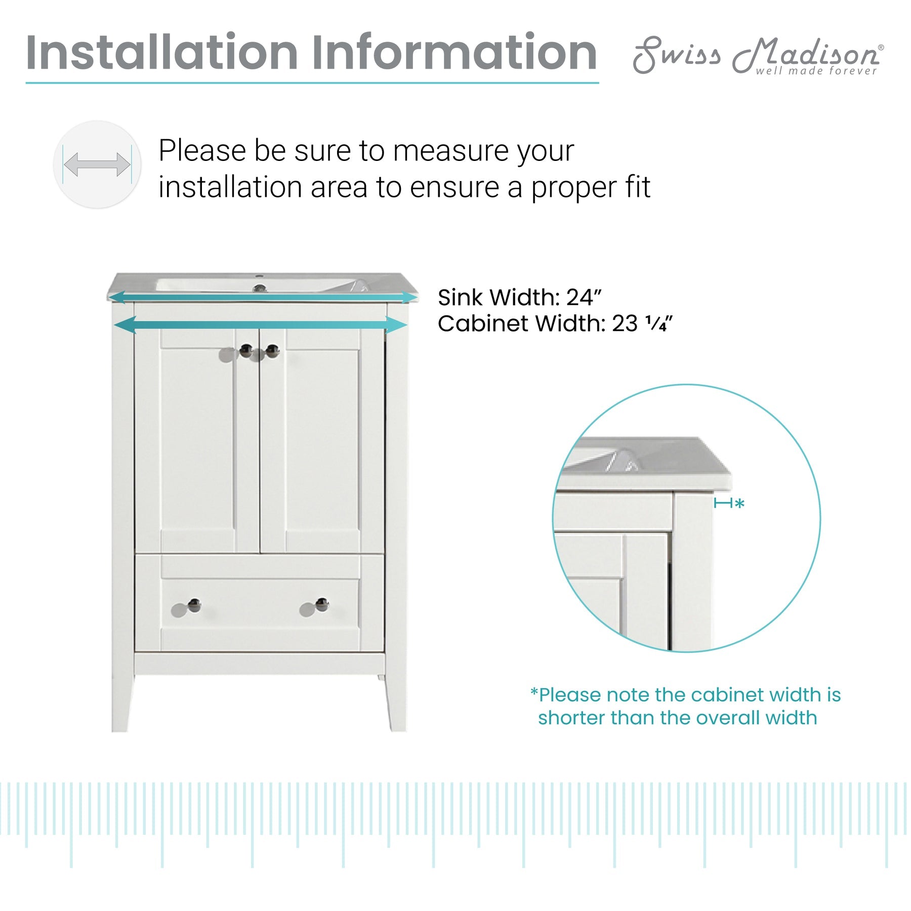 Swiss Madison Cannes 24" Bathroom Vanity in White - SM-BV412