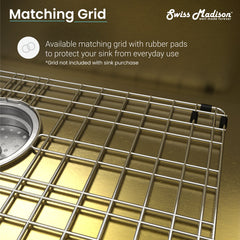 Swiss Madison Rivage 30" x 21" Stainless Steel, Single Basin, Farmhouse Kitchen Sink with Apron - SM-KS759