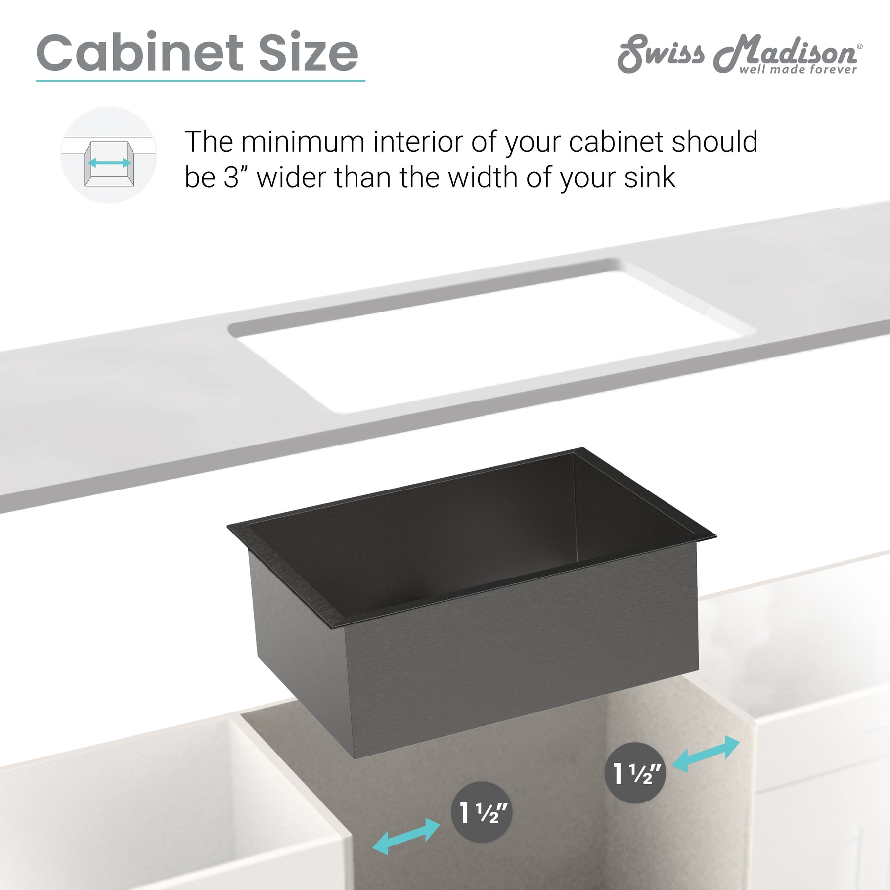 Swiss Madison Rivage 32" x 19" Single Basin, Undermount Kitchen Sink - SM-KU701