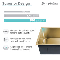 Swiss Madison Rivage 32" x 19" Single Basin, Undermount Kitchen Sink - SM-KU701