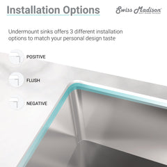 Swiss Madison Rivage 32" x 19" Single Basin, Undermount Kitchen Sink - SM-KU701