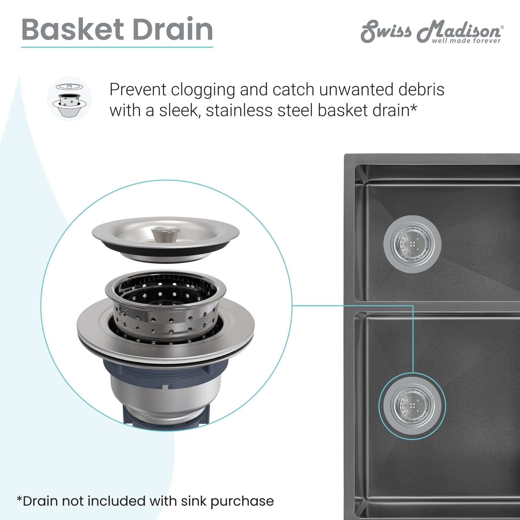 Swiss Madison Rivage 33" x 20" Dual Basin, Undermount Kitchen Sink - SM-KU725